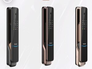 1. Khoá cửa vân tay Philips 9300 sở hữu thiết kế phẳng hiện đại, đột phá