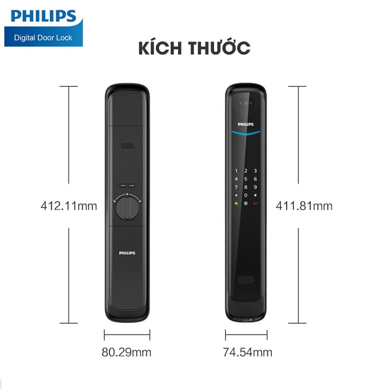 Khoá cửa vân tay Philips DDL702 - Nhận diện khuôn mặt 1 1. Khoá cửa vân tay Philips DDL702 có thiết kế sang trọng, tính thẩm mỹ cao