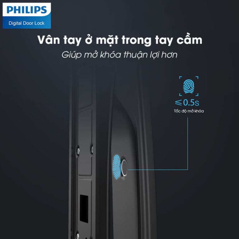 Khoá cửa vân tay Philips DDL702 - Nhận diện khuôn mặt 12 7. Khoá thông minh, khoá điện tử Philips DDL702 với cảm biến vân tay nhanh nhạy