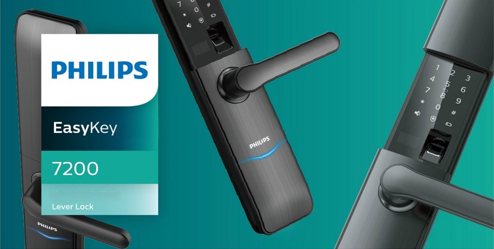 1. Khoá cửa vân tay Philips EASYKEY 7200 thiết kế sang trọng, an toàn và bền bỉ