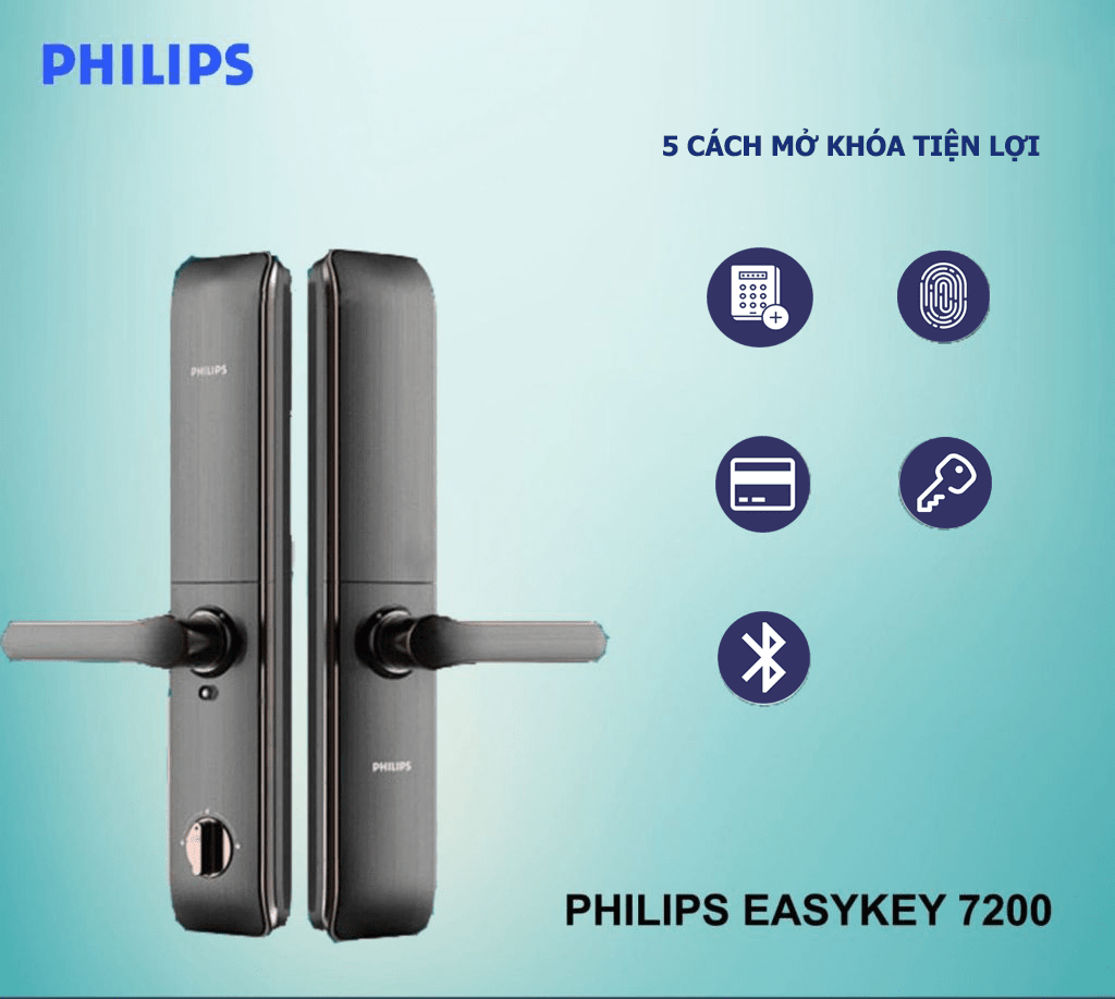 3. Khoá cửa điện tử Philips EASYKEY 7200 đa dạng phương thức mở khoá