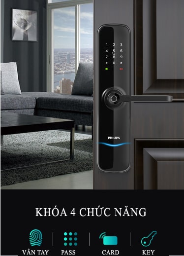 Khoá cửa vân tay Philips PI 1 1. Khoá cửa vân tay Philips PI trang bị 4 phương thức mở khoá
