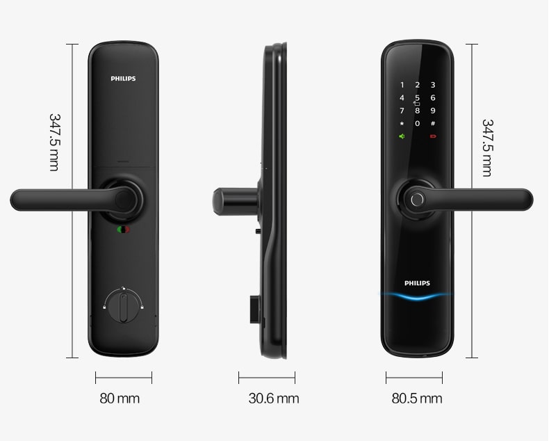 Khoá cửa vân tay Philips PI 2 2. Thiết kế khoá điện tử Philips PI sang trọng, hiện đại phù hợp không gian nội thất