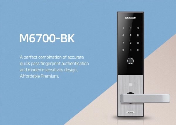 Khóa cửa vân tay Unicor M6700BK 2 1. Khóa cửa điện tử Unicor M6700 BK thiết kế sang trọng hài hòa