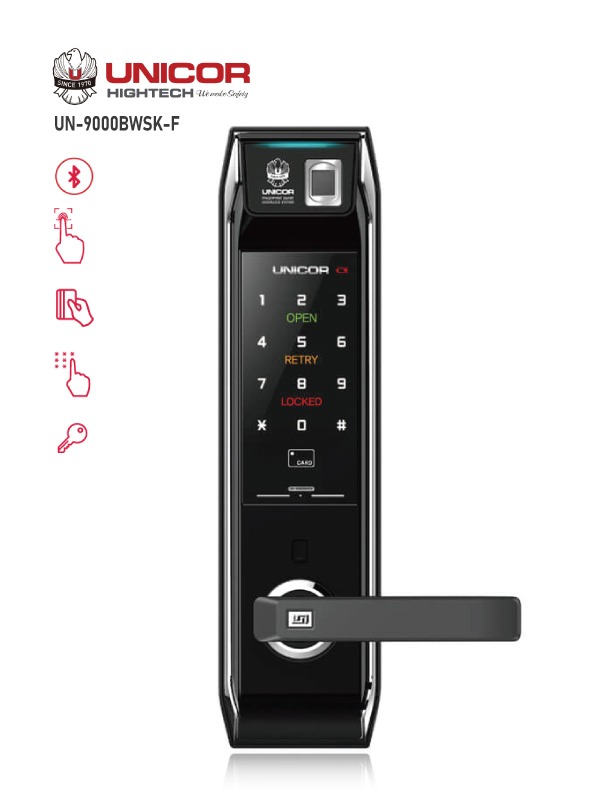 Khóa cửa vân tay Unicor UN-9000BWSK-F 1 Khóa cửa vân tay Unicor UN-9000BWSK-F