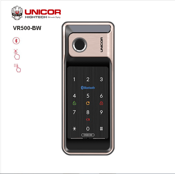 Khóa cửa vân tay Unicor VR500 – BW (cửa nhôm) 1 khoa cua van tay unicor vr500 bw 1