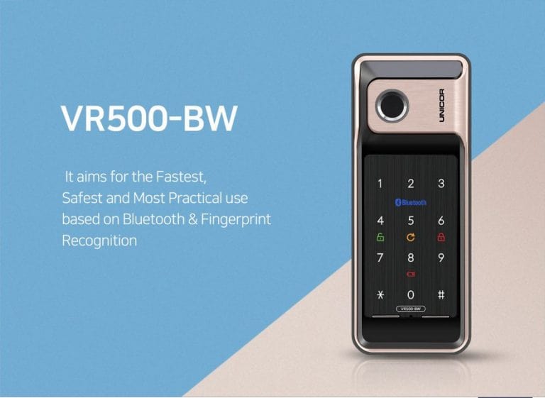 Khóa cửa vân tay Unicor VR500 – BW (cửa nhôm) 2 1. Khóa điện tử Unicor VR500 – BW có thiết kế sang trọng bắt mắt