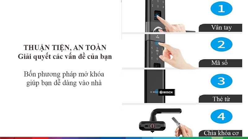 Khoá điện tử Bosch ID80 2 1. Mở khoá dễ dàng, tiện lợi.