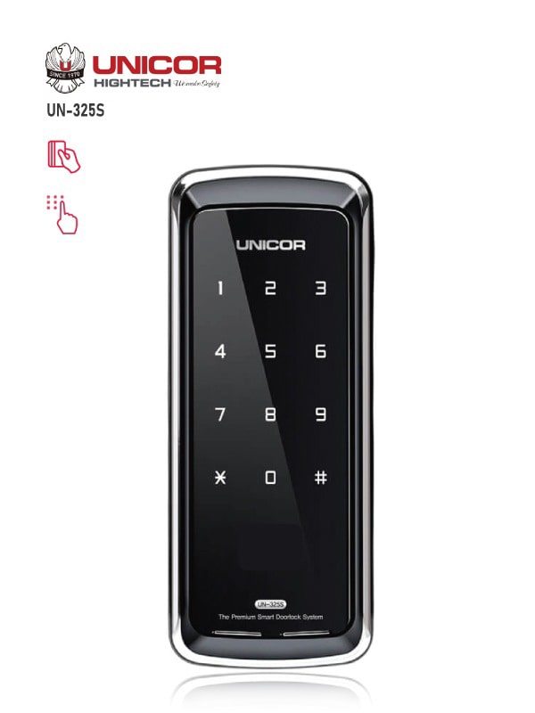 Khóa cửa kính Unicor UN-325S-GL-CL 1 Khóa thẻ từ mã số Unicor UN 325S