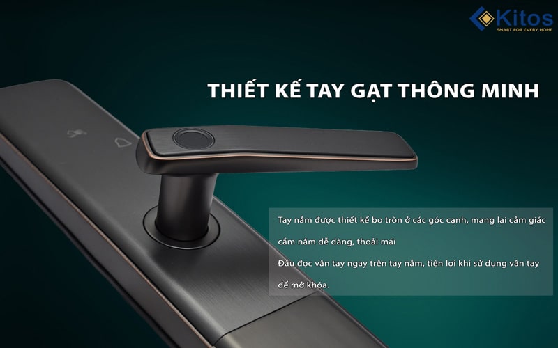 Khoá cửa thông minh Kitos KT-G900 có thiết kế hiện đại, tính thẩm mỹ cao