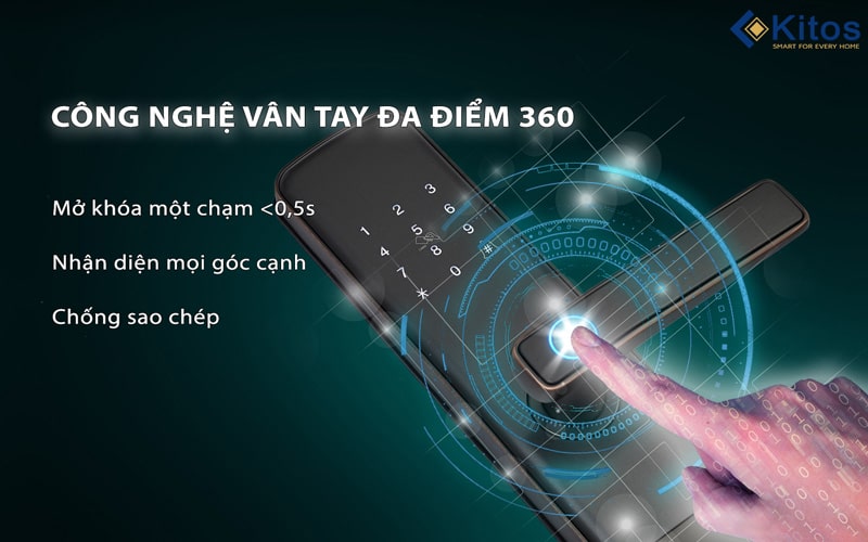 Khả năng bảo mật cao trên khoá cửa vân tay Kitos KT-G900
