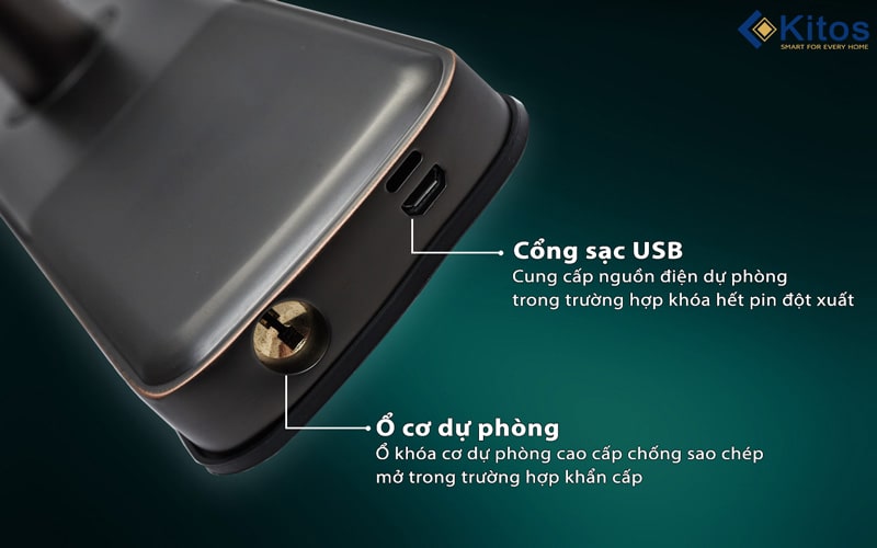Hệ thống chìa khoá cơ chống sao chép của khoá cửa thông minh Kitos KT G900