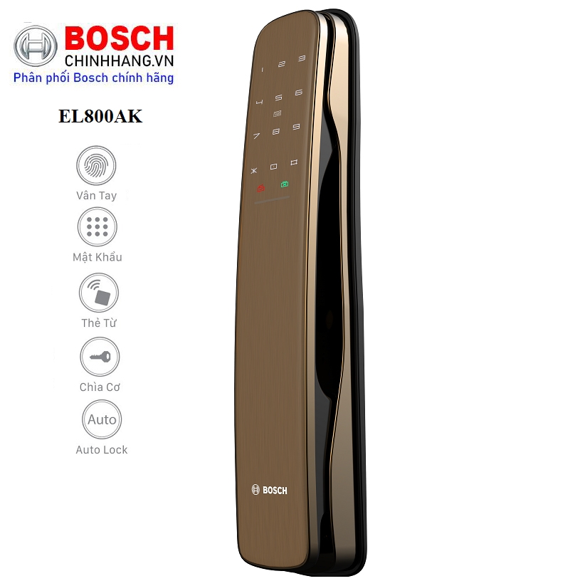Khóa cửa vân tay Bosch EL800AK ( màu vàng) 1 Khóa Vân Tay Bosch EL800AK Gold - Khóa Vân Tay Đẳng Cấp Hoàng Gia Bosch Chính Hãng