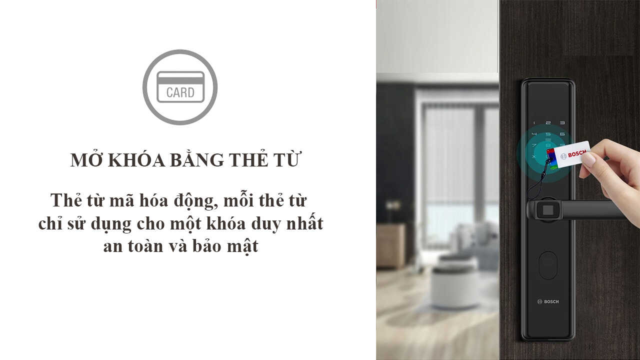 Khóa vân tay Bosch ID-30B (vàng đồng) 7 3. Khoá thông minh Bosch ID30 trang bị nhiều cách mở cửa khác nhau