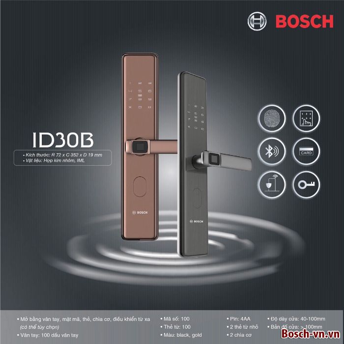 Khóa vân tay Bosch ID-30B (vàng đồng) 2 1. Thiết kế sang trọng của Bosch ID-30B.