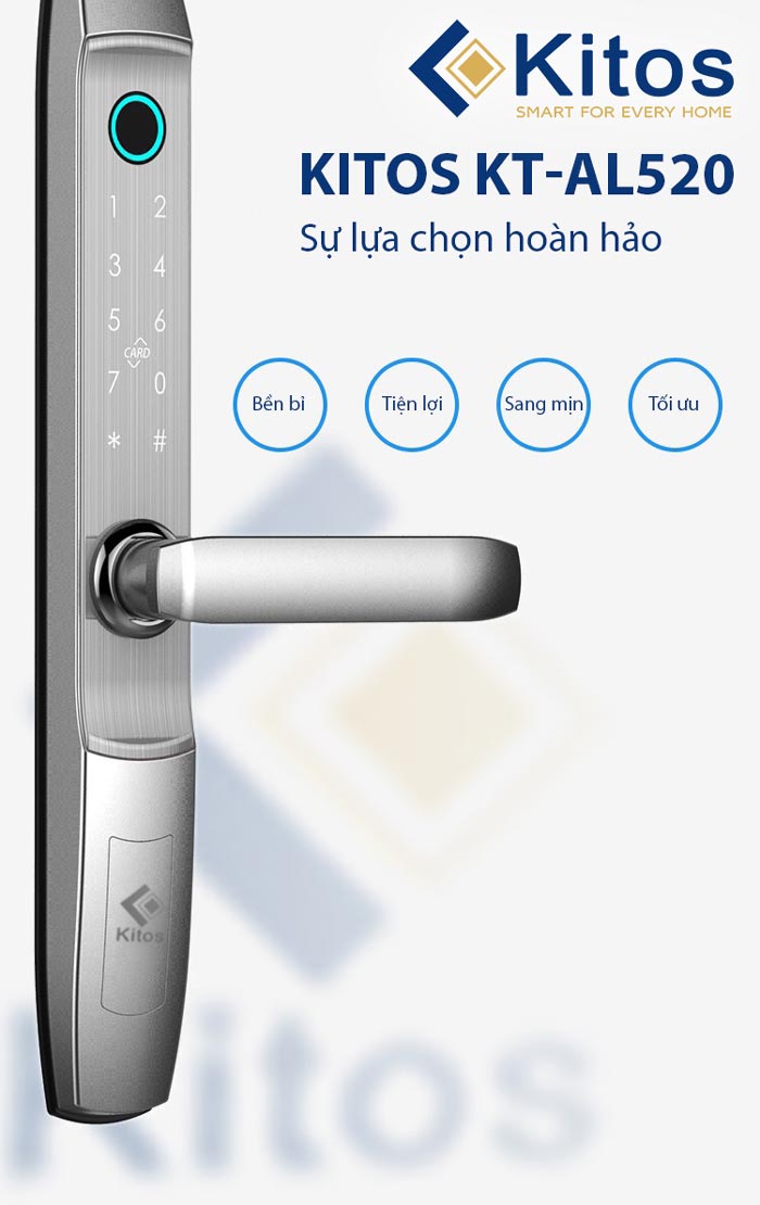 2. Khóa điện tử Kitos KT-GL50 mở khóa với đầu đọc vân tay thông minh