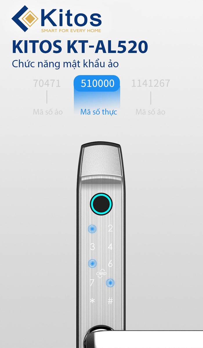 2. Khóa điện tử Kitos KT-GL50 mở khóa với đầu đọc vân tay thông minh