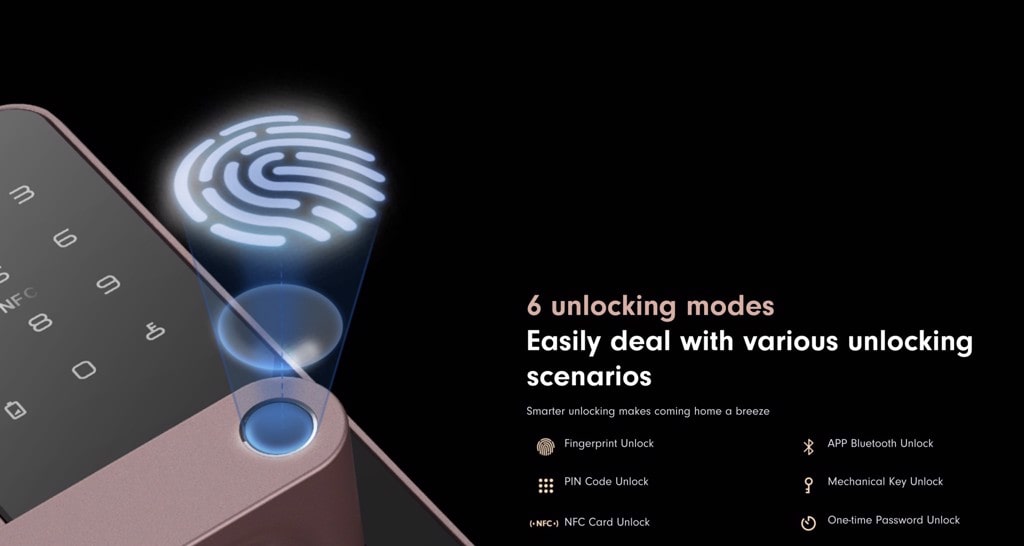 Khoá Cửa vân tay Xiaomi X1 - Bản Quốc Tế 9 Cảm biến vân tay bán dẫn SemiConductor Siêu Nhạy trên khoá Xiaomi X1