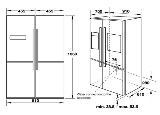 5. Kích thước tủ lạnh 4 cánh