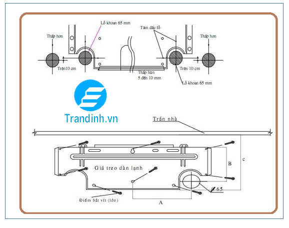 Lắp dàn lạnh lên giá đỡ