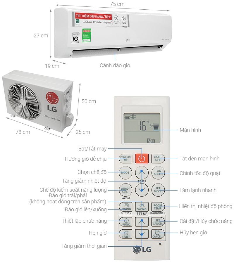 Thông số kỹ thuật máy lạnh LG v13enh