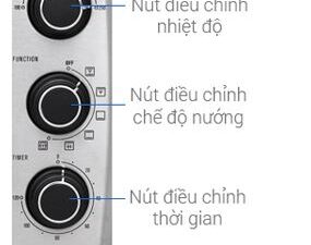 Lò nướng Electrolux EOT30MXC 30 lít 5 4. Bảng điều khiển nút vặn dễ dàng sử dụng.
