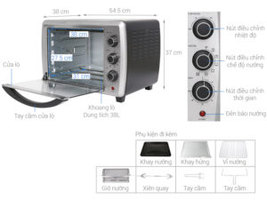 Lò nướng Electrolux EOT30MXC 38 lít 1 7. Thông số kỹ thuật: