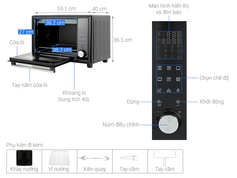 Lò nướng Electrolux EOT40DBD 40 lít 8 5. Thông số kỹ thuật.