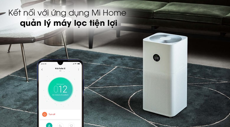 Máy lọc không khí Xiaomi Mi Purifier 3C kết nối thông minh với điện thoại nhờ ứng dụng Mi HOME