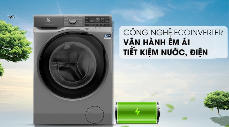 Công nghệ EcoInverter trên máy giặt Electrolux EWF1141AESA giúp tiết kiệm điện, nước tối ưu