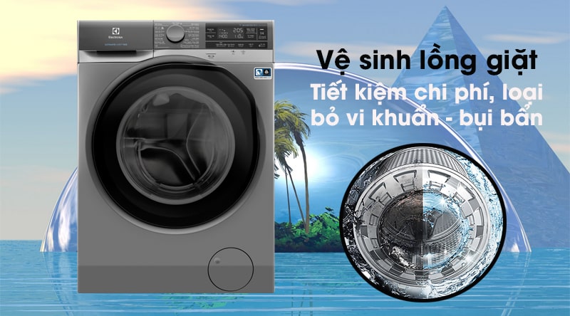 Tính năng vệ sinh lồng giặt giúp tiết kiệm thời gian và chi phí bảo trì