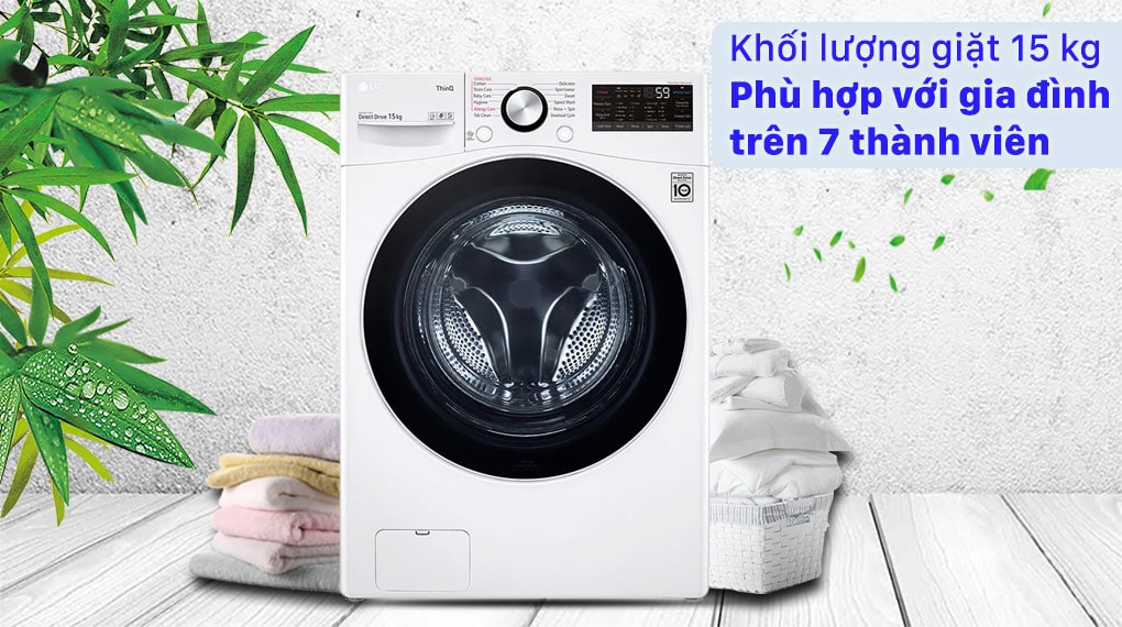Máy giặt LG inverter 15kg F2515STGW phù hợp gia đình trên 7 thành viên