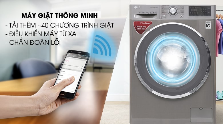 10. Máy giặt LG FC1409S2E với kết nối điện thoại tiện ích