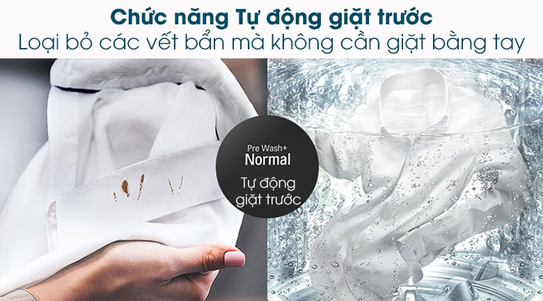 5. Tính năng tự động giặt trước PreWash+ loại bỏ vết vẩn