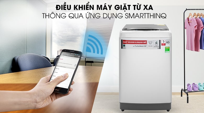 9. Ứng dụng Smart ThinQ qua kết nối wifi giúp điều khiển máy giặt qua điện thoại tiện ích