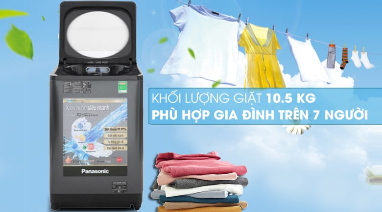 Máy giặt Panasonic NA-FD10VR1BV có thiết kế sang trọng, độ bền cao