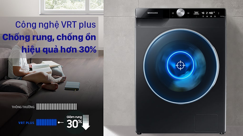 4. Công nghệ VRT Plus trên máy giặt Samsung WW10TP54DSB SV vận hành mạnh mẽ, êm ái