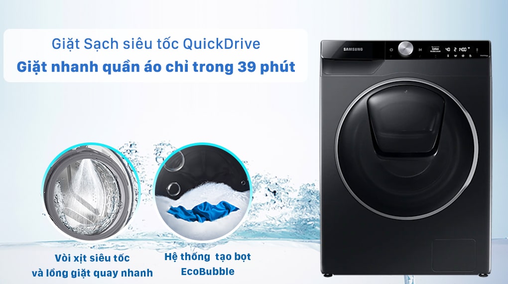5. Công nghệ sạch siêu tốc QuickDrive trên máy giặt WW10TP54DSB SV phù hợp người bận rộn
