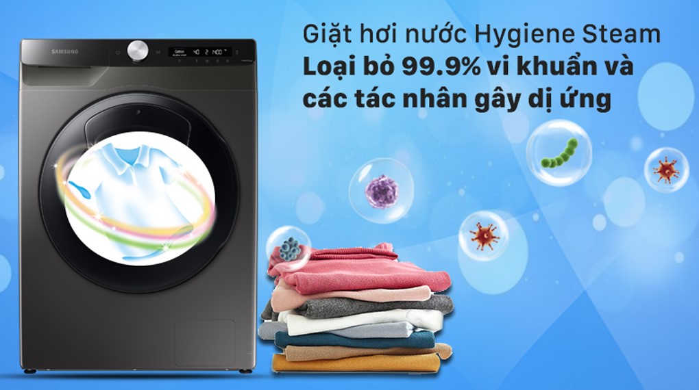 6. Loại bỏ vi khuẩn 99,9% nhờ chế độ giặt hơi nước Hygiene Steam 