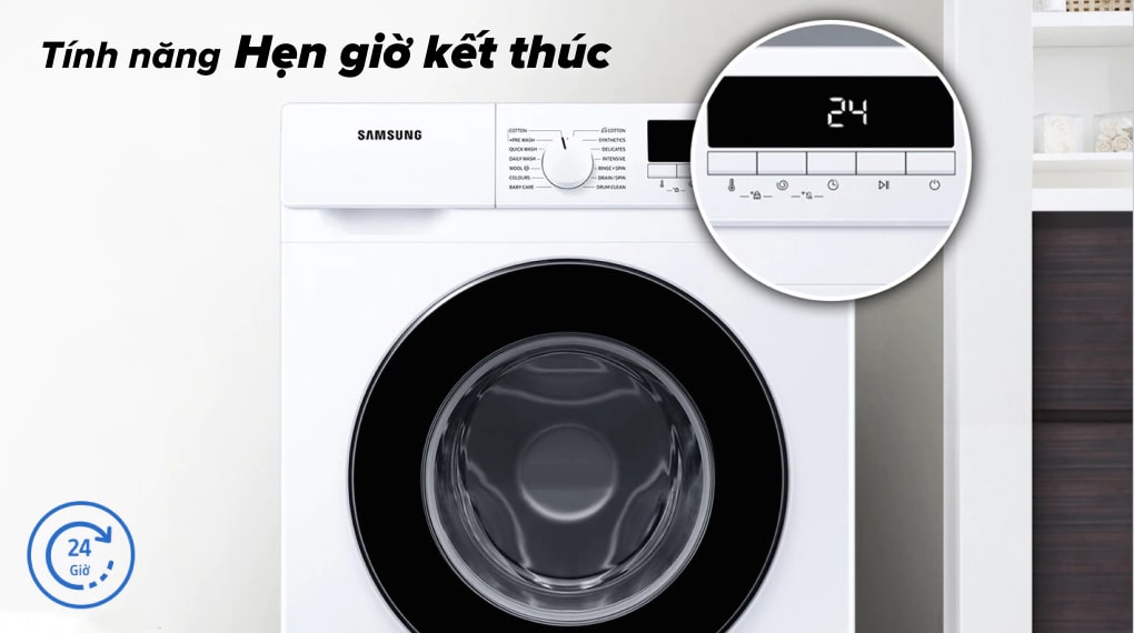Tính năng hẹn giờ tiện ích trên máy giặt Samsung 8kg WW80T3020WW/SV