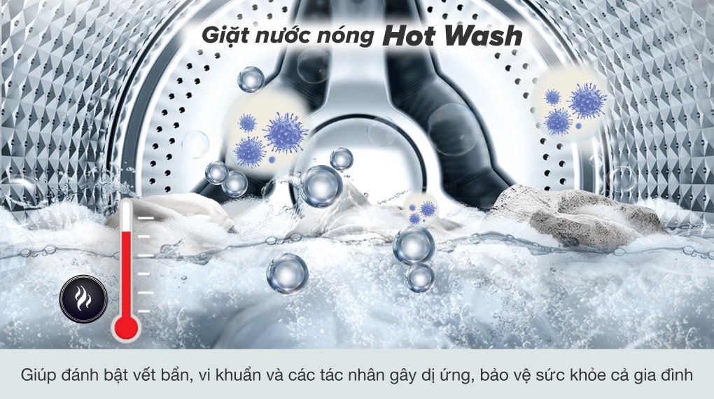 Công nghệ giặt nước nóng Hot Wash hữu ích