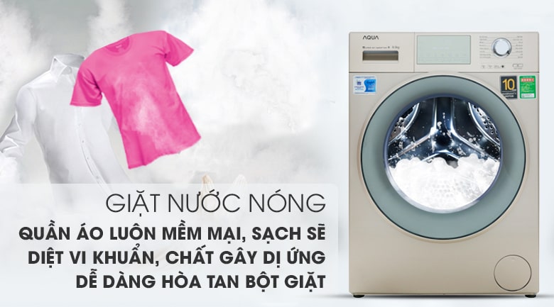 10. Máy giặt AQD-D950E N chăm sóc làn da nhạy cảm nhờ công nghệ giặt nước nóng