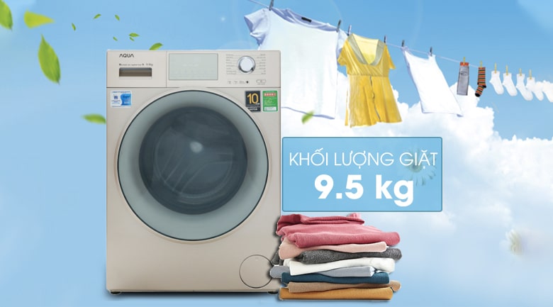 2. Máy giặt Aqua AQD D950E N phù hợp cho gia đình có từ 5-7 người