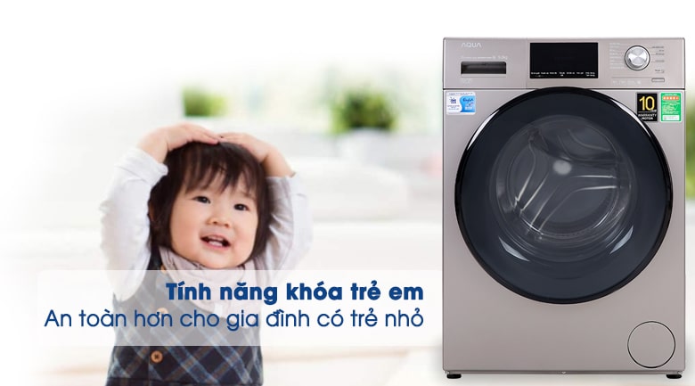 Tính năng khoá trẻ em an toàn, tiện ích trên máy giặt AQD-DD900F N