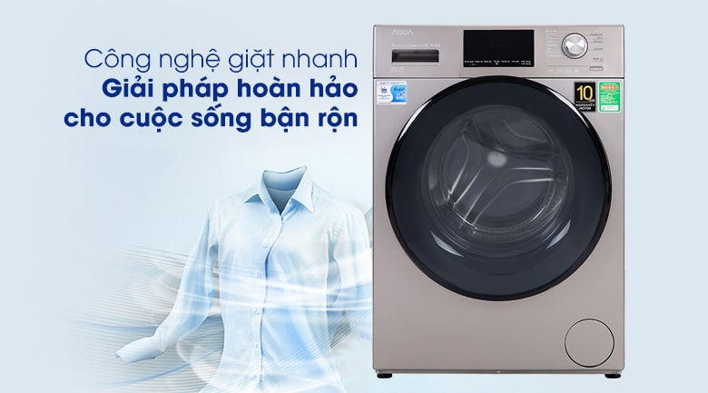 Tiết kiệm thời gian với chức năng giặt nhanh trên máy giặt AQD-DD900F N