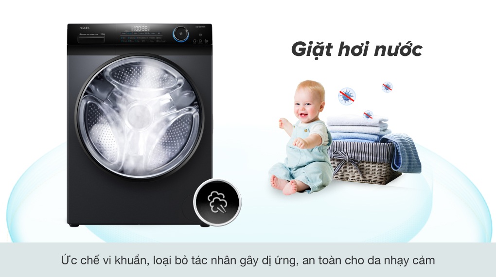 Công nghệ giặt đặc biệt máy giặt Aqua AQD- DD1002G.BK