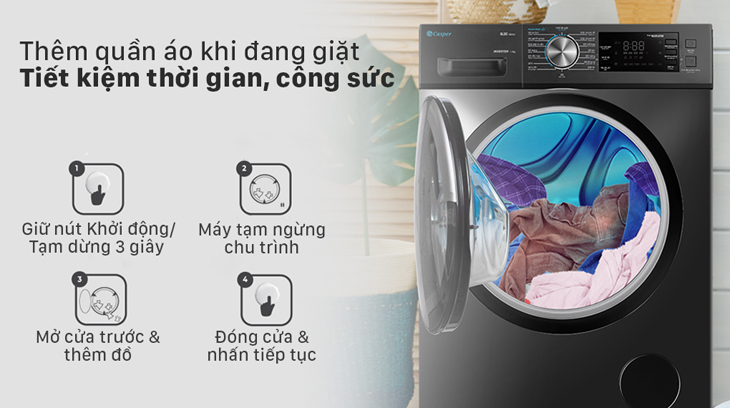 Dễ dàng thêm quần áo khi đang giặt
