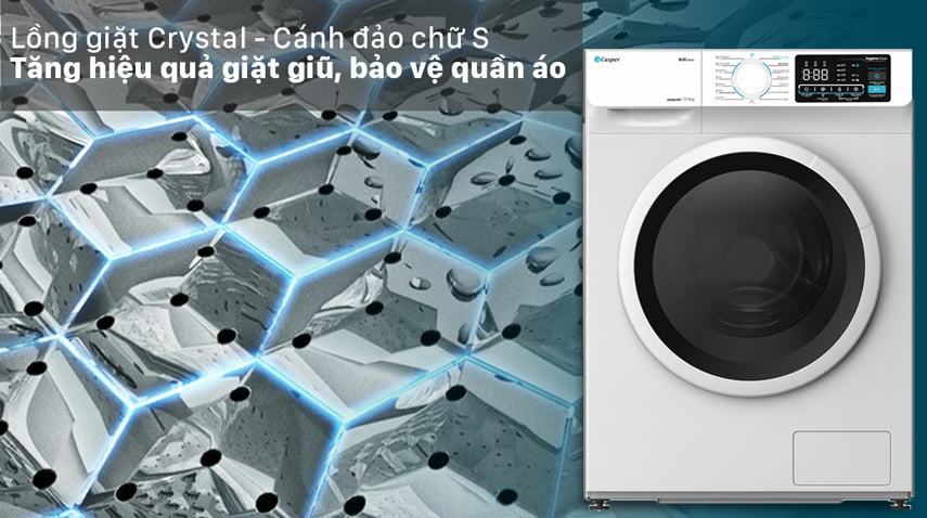 Trang bị lồng giặt tinh thể pha lê Crystal cánh đảo chữ S giúp quá trình giặt tối ưu nhất