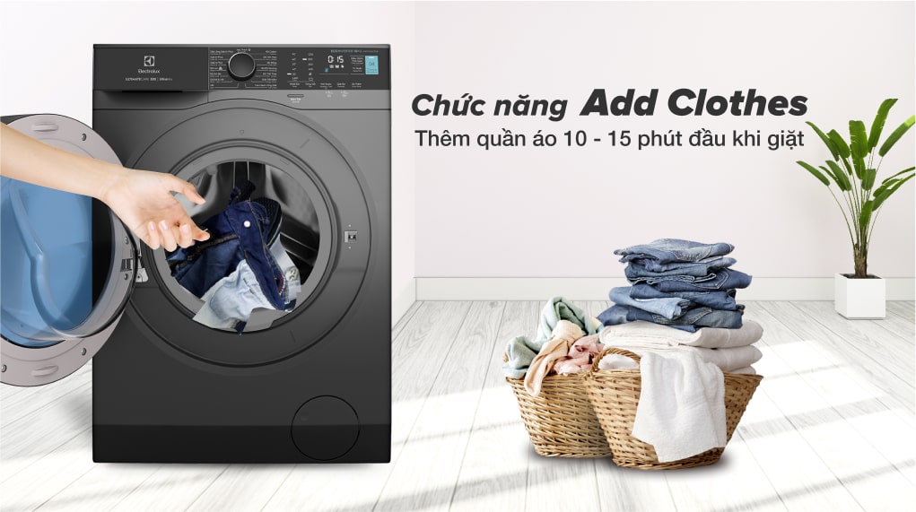 5. Máy giặt Electrolux EWF1024M3SB trang bị chức năng thêm quần áo trong khi giặt Add Clothes