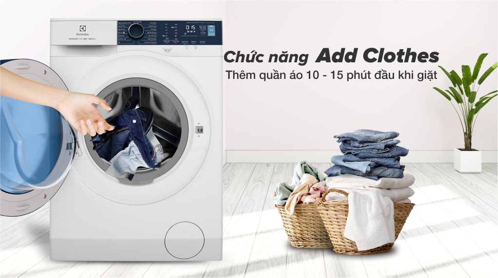 Máy giặt lồng ngang Electrolux chức năng thêm quần áo trong khi giặt Add Clothes